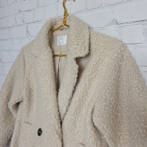 Zara Cream Light Pink Teddy Jacket Girls - Picture 3 of 15